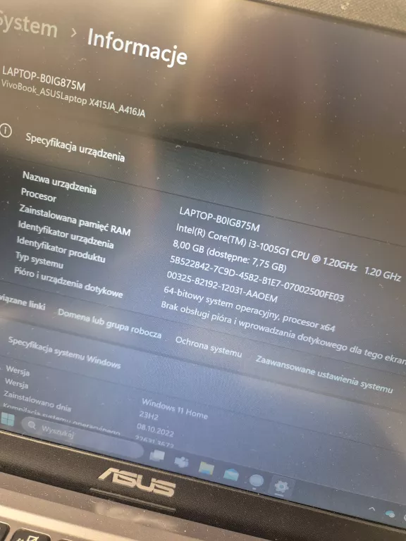 LAPTOP ASUS VIVOBOOK X415JA
