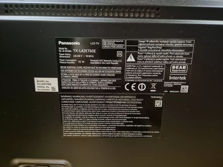 TELEWIZOR PANASONIC TX-L42ET60E