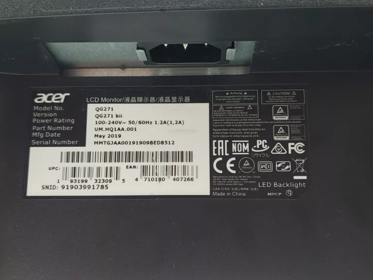 MONITOR ACER NITRO QG271 27" LED VA 75HZ 16:9