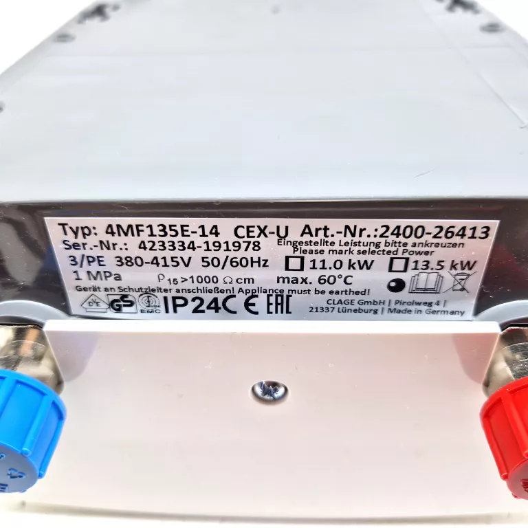 CLAGE CEX-U KOMPAKTOWY E-PODGRZEWACZ WODY, 11KW/400V 2400-26413 4MF135E-14