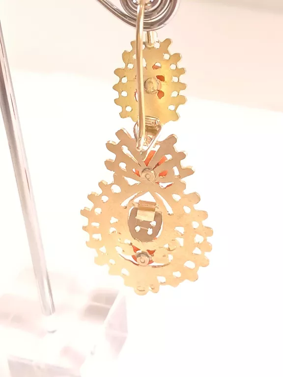 WYJĄTKOWE ZŁOTE KOLCZYKI Z KORALEM P585 16,04G 5,5CM