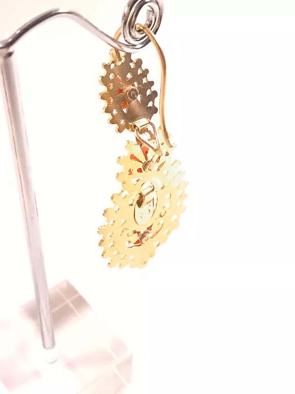 WYJĄTKOWE ZŁOTE KOLCZYKI Z KORALEM P585 16,04G 5,5CM