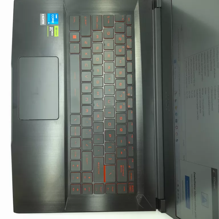LAPTOP MSI THIN GF63 12UCX 512 GB 8 GB I5 12450H RTX2050/4GB 15,6 WIN11