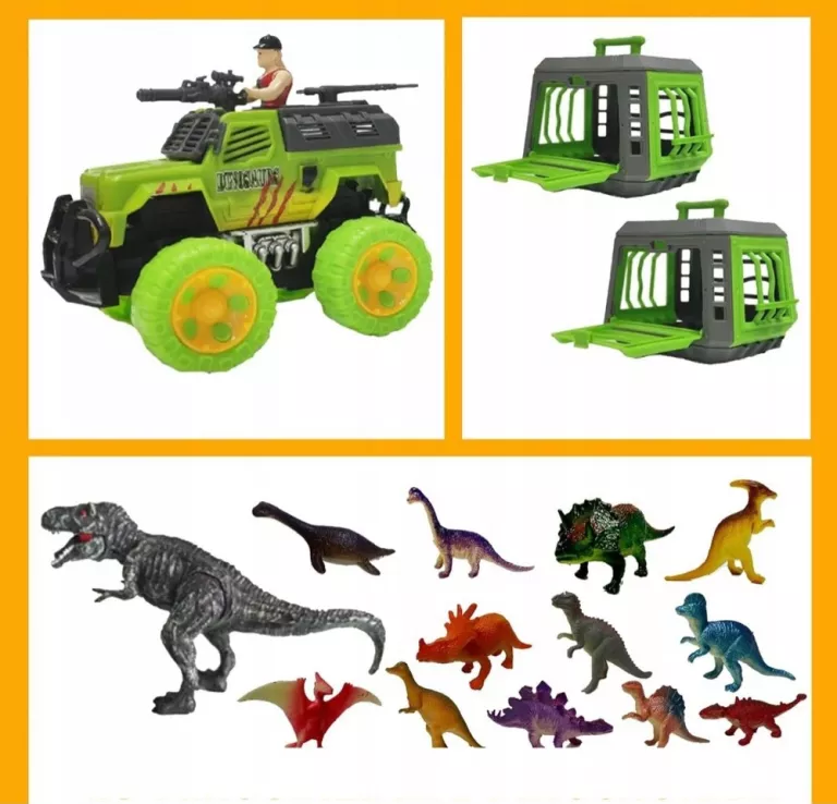 DUŻA CIĘŻARÓWKA DINOZAUR SAMOCHÓD T-REX TIR DINOZAURY TRANSPORT