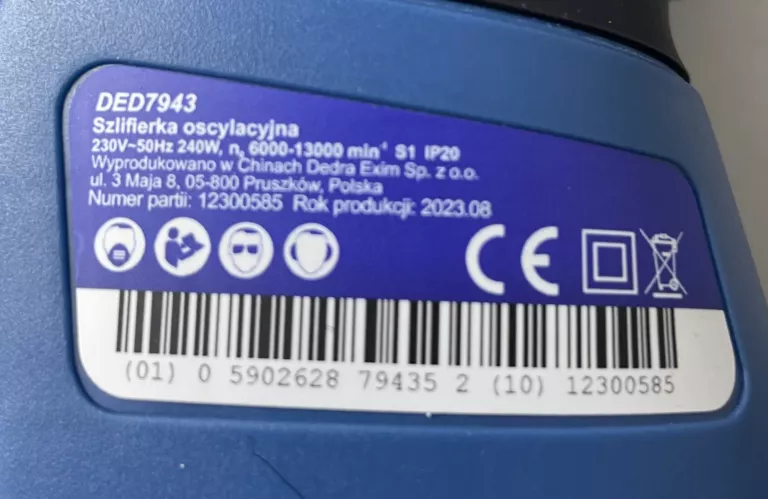 SZLIFIERKA OSCYLACYJNA DEDRA DED7943 240W