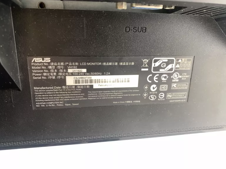 MONITOR ASUS VH192D 18,5 CALA