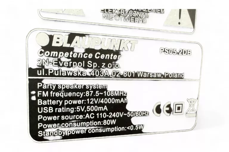 GŁOŚNIK SYSTEM AUDIO BLAUPUNKT PS05.2DB