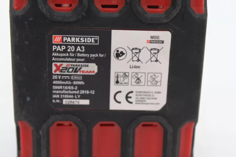 PARKSIDE PERFORMANCE PIŁA SZABLASTA 20 V PSSAP 20-LI B2