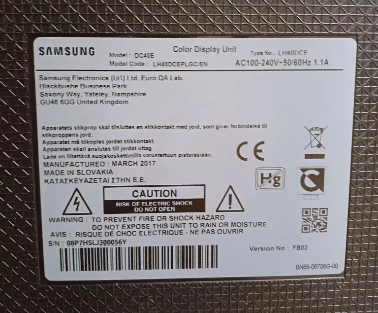 MONITOR PRZEMYSŁOWY SAMSUNG DC40E 40" BEZ PILOTA