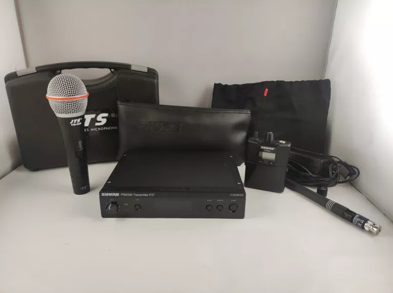 BEZPRZEWODOWY ODSŁUCH SHURE PSM300 + P3RA + MIKROFON JTS TM-929