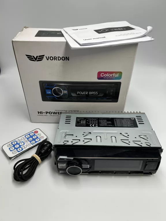 RADIO SAMOCHODOWE BLUETOOTH FM USB AUX LED VORDON HI-POWER RADIO HT-199!