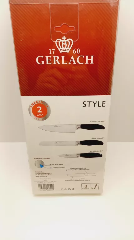 KOMPLET NOŻY W PUDEŁKU GERLACH PURE 3 SZT.