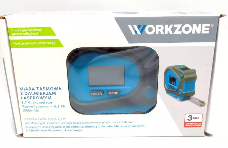WORKZONE MIARA TAŚMOWA Z DALMIERZEM LASEROWYM