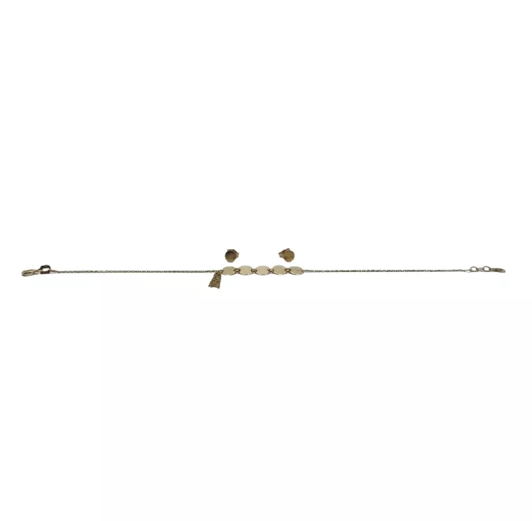 ZŁOTY KOMPLET 14K KOLCZYKI BRANSOLETKA [585] 1,50G 19/1CM