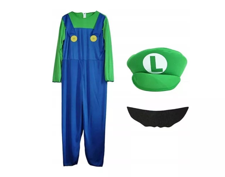 STRÓJ KOSTIUM PRZEBRANIE SUPER MARIO BROS LUIGI ROZM S