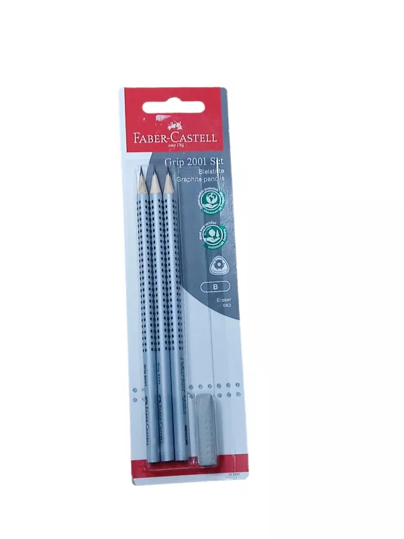ZESTAW OŁÓWKÓW FABER-CASTELL 3 SZT + GUMKA
