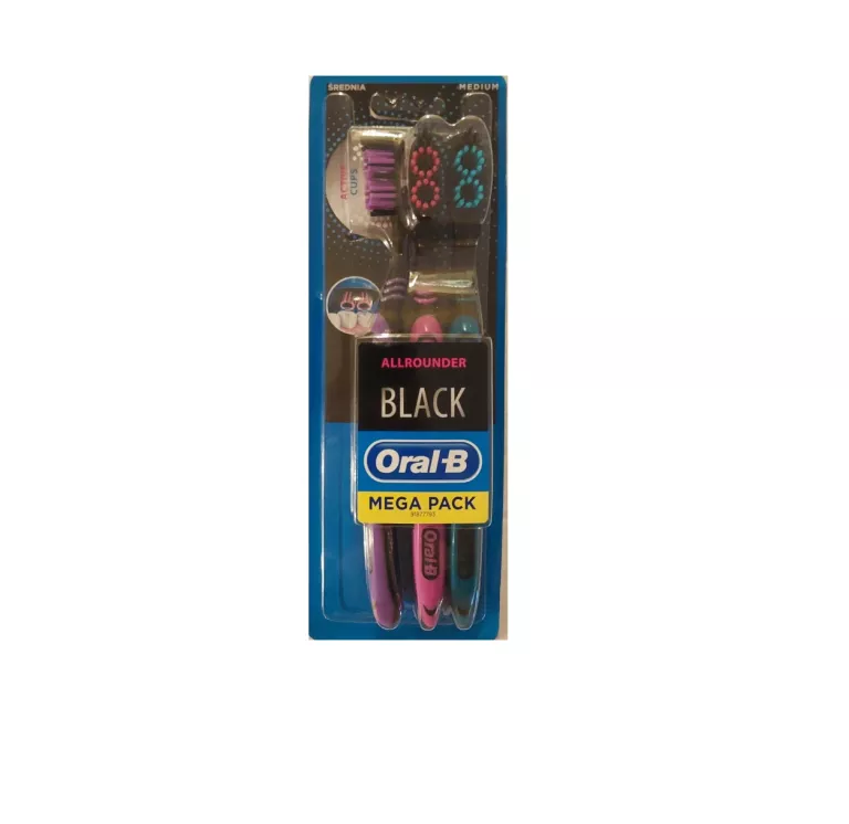 ORAL B SZCZOTECZKI DO ZĘBÓW ALLROUNDER CZARNE BLACK MEGA PACK 3 SZTUKI