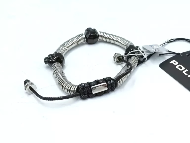 BRANSOLETA MĘSKA POLICE SREBRNA STAL 316L CZASZKA 19CM