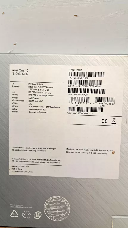 LAPTOP ACER D16H1
