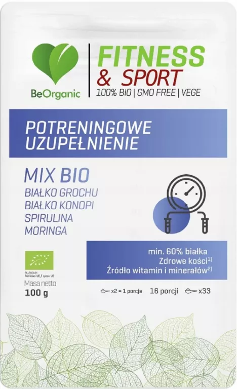 BEORGANIC BIAŁKO KONOPNE SPIRULINA MORINGA MIX BIO