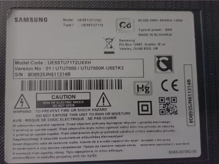 TELEWIZOR SAMSUNG UE55TU7172U 55" 4K UHD DVB-T2  SMART