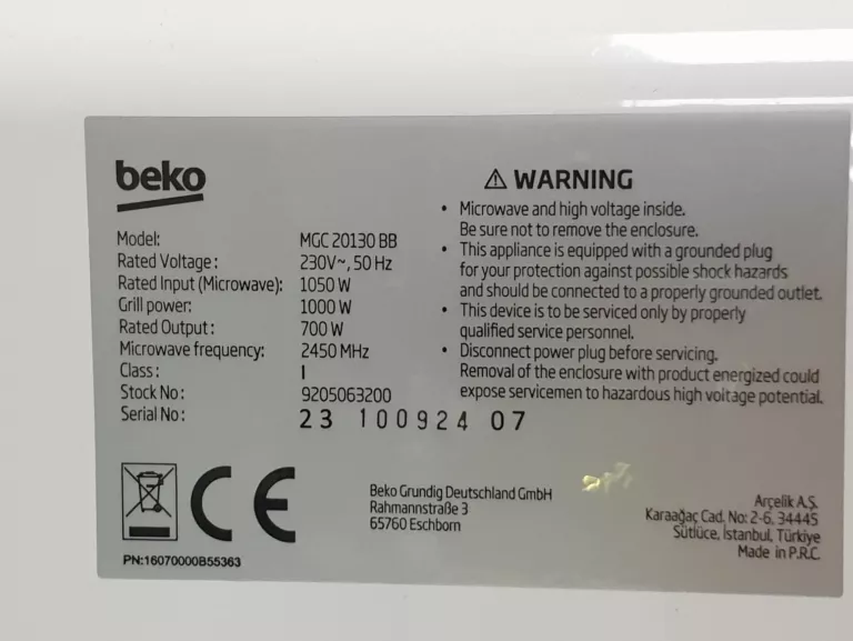 KUCHENKA MIKROFALOWA BEKO MGC20130BB