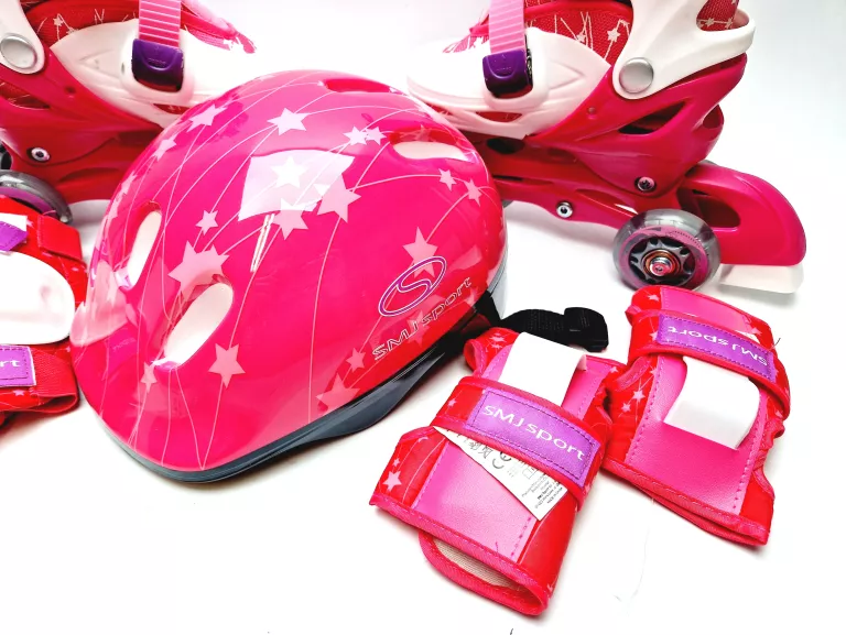 WROTKI ROLKI 2W1 COMBO SET BS901P RÓŻOWE + KASK