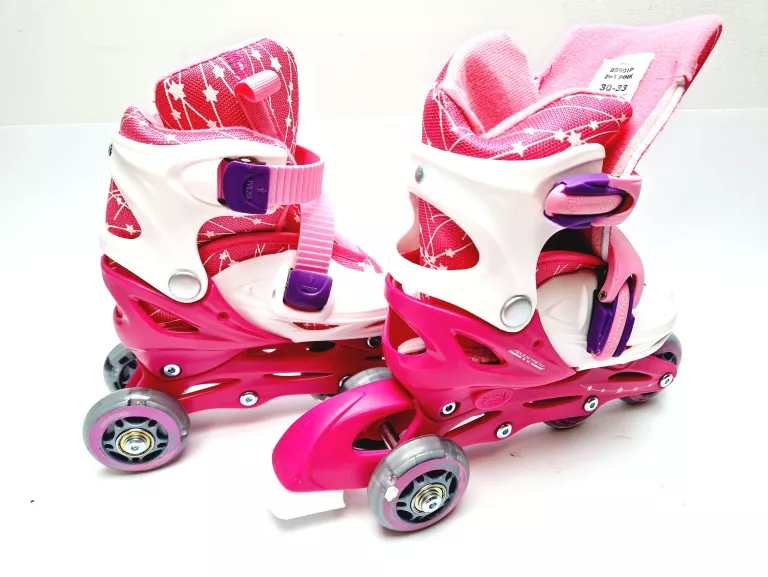 WROTKI ROLKI 2W1 COMBO SET BS901P RÓŻOWE + KASK