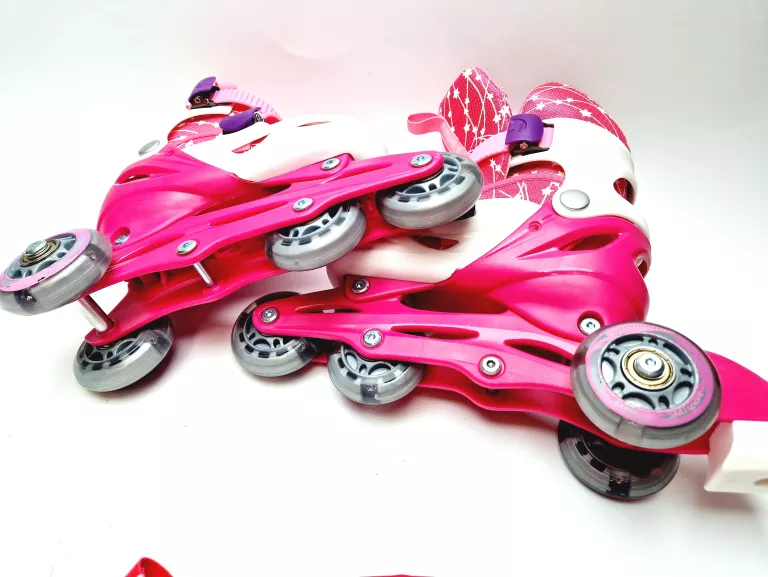 WROTKI ROLKI 2W1 COMBO SET BS901P RÓŻOWE + KASK