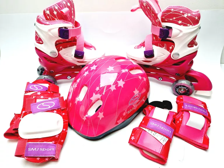 WROTKI ROLKI 2W1 COMBO SET BS901P RÓŻOWE + KASK