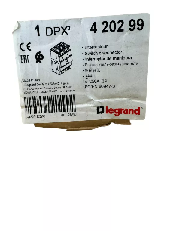 ROZŁĄCZNIK MOCY 3P 250A DPX3-I 420299 N0WY