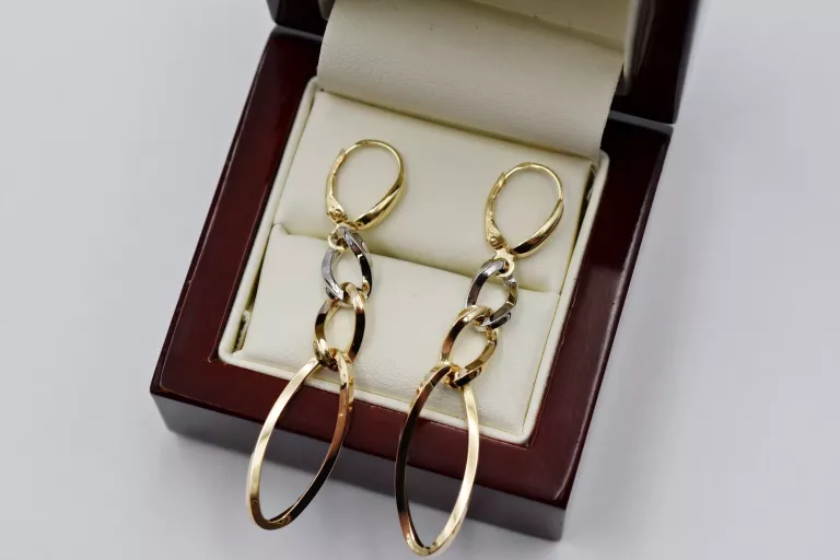 sliczne-zlote-kolczyki-wiszace-585-256g-biale-zloto-stan-uzywany