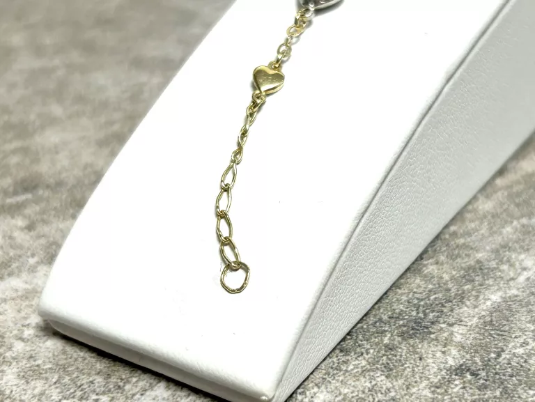 zlota-bransoletka-z-serduszkami-p585-biale-zloto-apart-205-cm-stan-uzywany