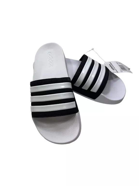 BIAŁO CZARNE KLAPKI ADIDAS ADILETTE SHOWER / R42 / Z METKĄ