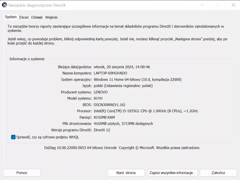 LAPTOP LENOVO IDEAPAD 5 14IIL05 14" I5-1035G1 8/512GB SSD