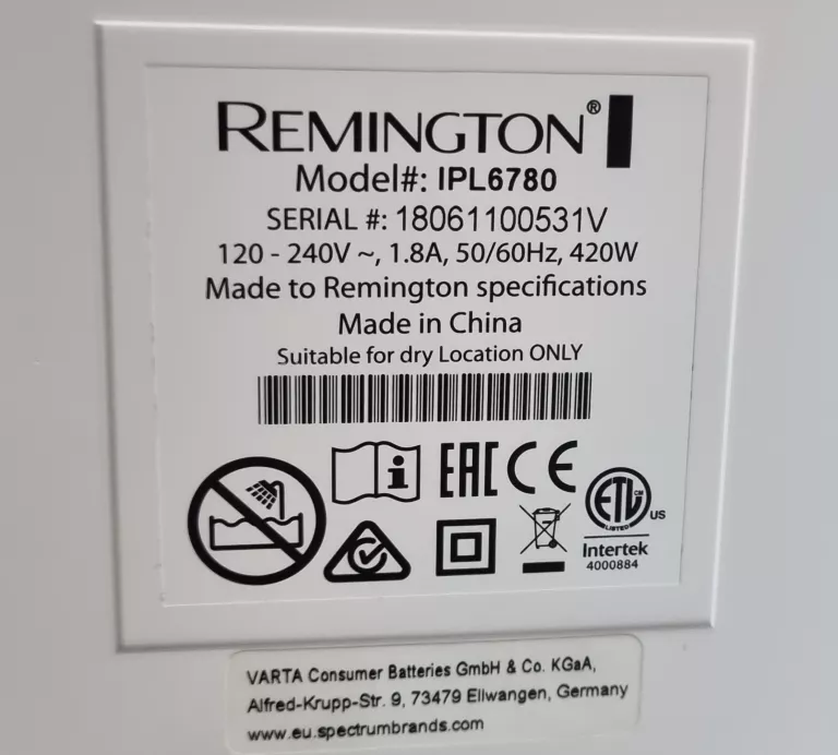 DEPILATOR LASEROWY REMINGTON IPL6780
