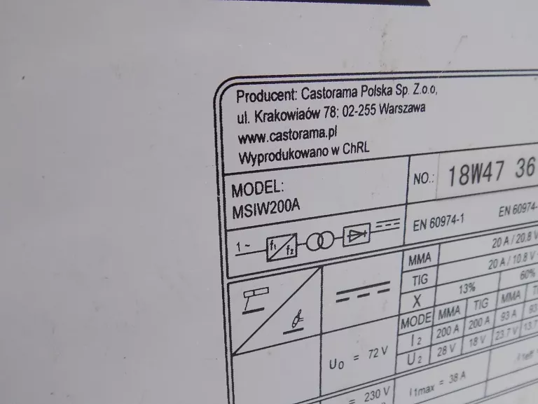SPAWARKA INWERTOROWA MACALLISTER MSIW 200A