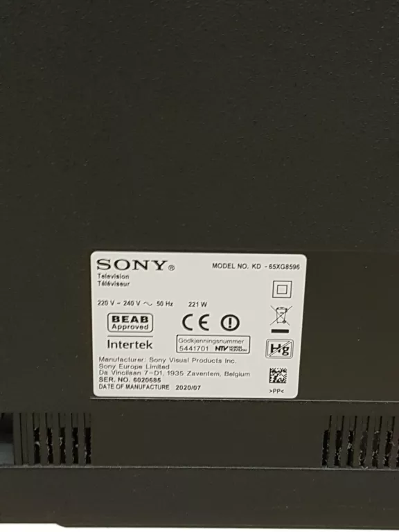 TELEWIZOR LED SONY KD-65XG8596 65'' 4K UHD SMART TV 100HZ