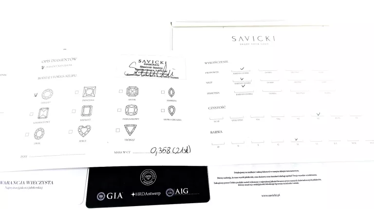 ZŁOTY PIERŚCIONEK Z DIAMENTEM SAVICKI 1,15G 585P R14 PUDEŁKO CERTYFIKAT