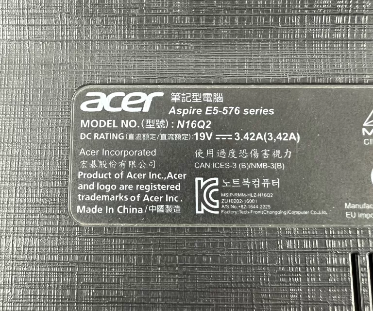 LAPTOP ACER ASPIRE E5-576 I5 4/512GB MX150