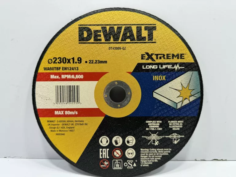 DEWALT TARCZA DO CIĘCIA METALU 230X1,9MM DT43909