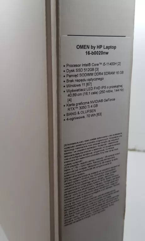 LAPTOP GAMINGOWY HP OMEN 16-B0020NW - ZAPLOMBOWANY
