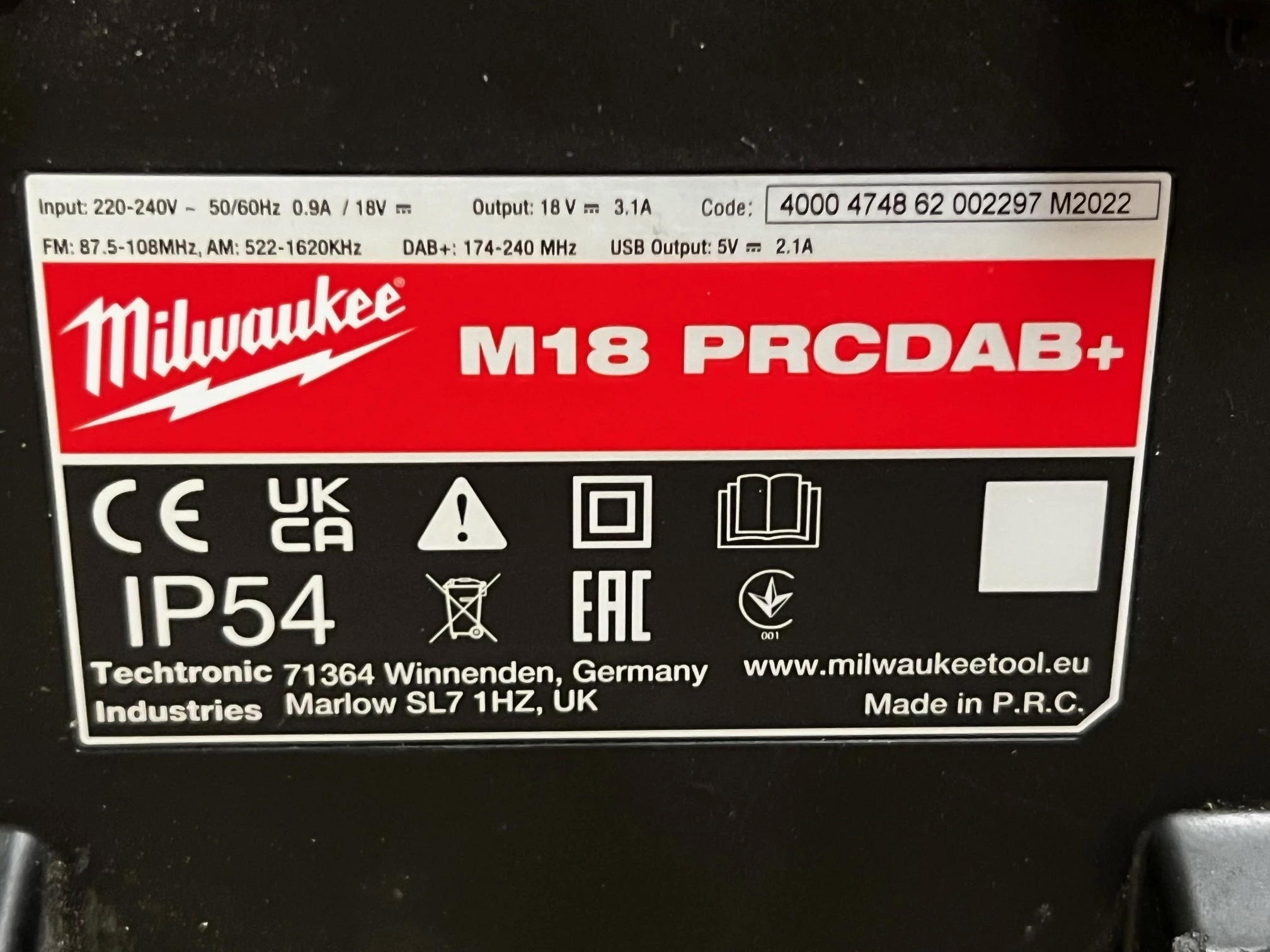 radio-budowlane-milwaukee-m18-prcdab-aku5ah-gwarancja-ean-gtin-4058546325084