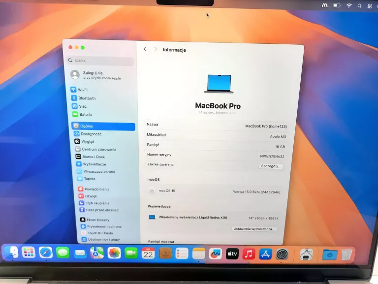 LAPTOP APPLE MACBOOK PRO A2918 M3 16GB/512GB