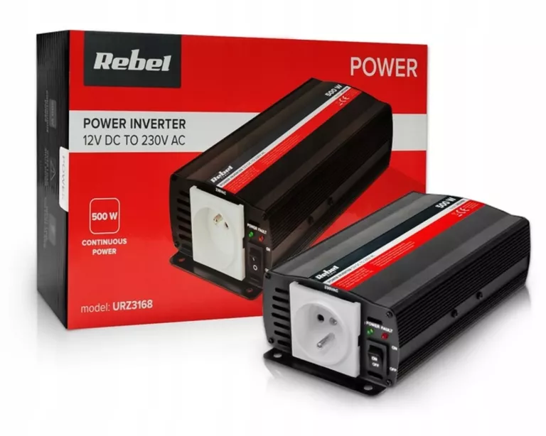 PRZETWORNICA SAMOCHODOWA REBEL 12V - 230V 500W URZ3168