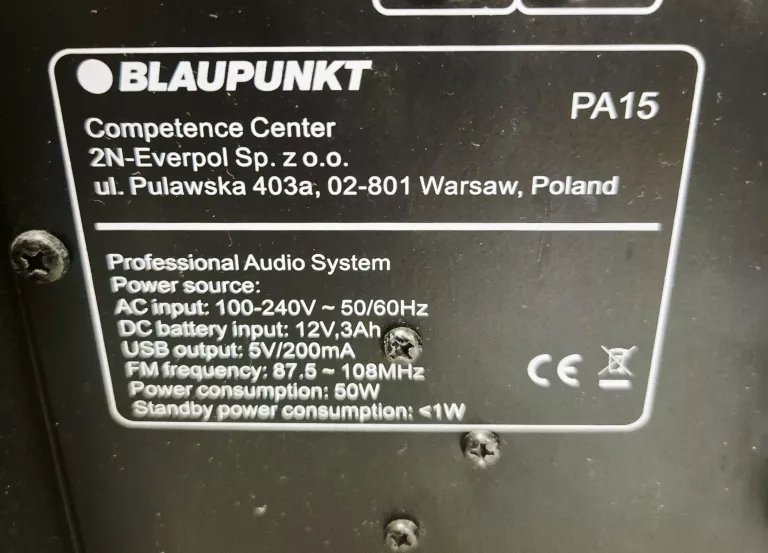 GŁOŚNIK PRZENOŚNY BLAUPUNKT PA15 CZARNY 700 W
