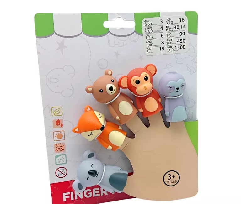 FINGER PUPPETS PACYNKA NA PALEC KOALA, LIS, MIŚ, MAŁPKA, LENIWIEC