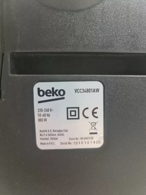 ODKURZACZ BEKO VCC34801AW 800W