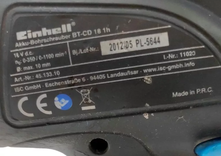 WKRĘTARKA EINHELL BT-CD 18 1H Z BATERIĄ + ŁADOWARKA