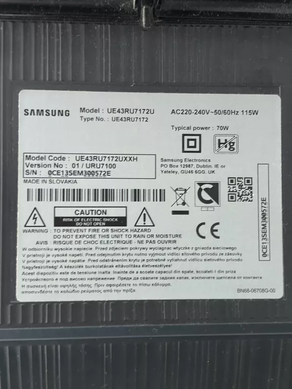 TELEWIZOR SAMSUNG UE43RU7172U SMART TV 43"